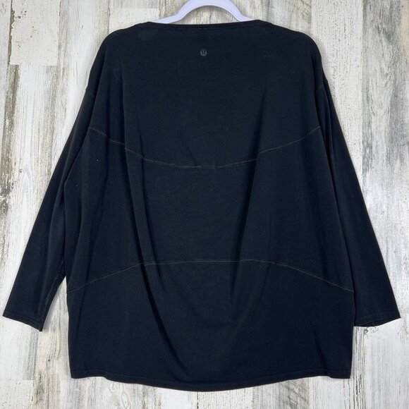 Lululemon Women’s Shirt Sz 12 Solid Black Long Sleeve Casual Athleisure Yoga Top - Picture 4 of 7